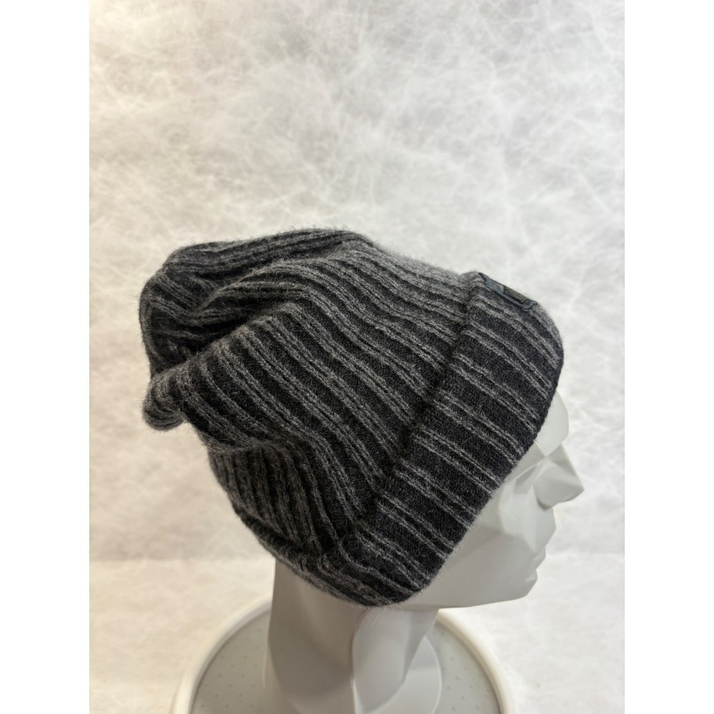 NFL Wool Cashmere Blend Ribbed Beanie Hat Charcoal Grey Black Cuffed One Size - Picture 9 of 9